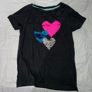 Cat & Jack Girls Reversible Sequined Hearts T-Shirt 💗